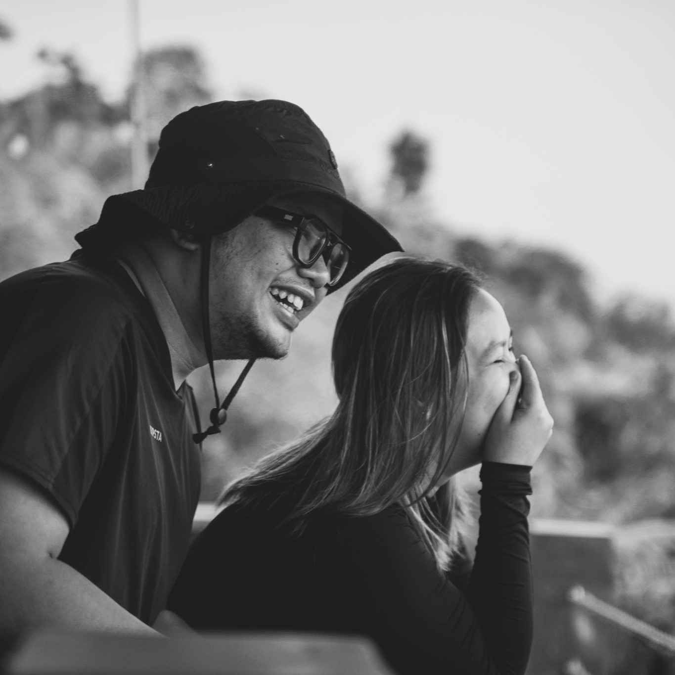 Couple laughing together